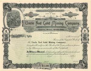 Uncle Ned Gold Mining Co. - Stock Certificate